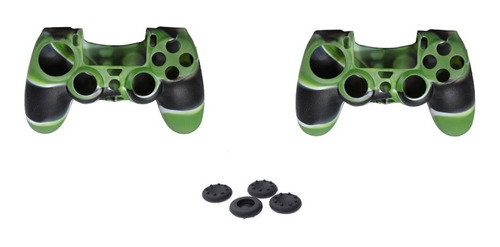 Kit Com 2 Capas +2 Pares De Grips Para Controle De Ps4