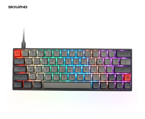 Teclado Skyloong Sk64 Optico 60% Gateron Yellow Keycaps Gray