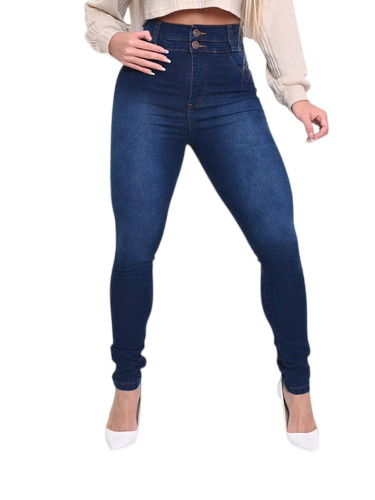 Calça Feminina Jeans Skinny Cós Duplo Pistolada Modeladora