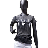 Remera Mujer Manos Rock Estampada Y Caladas Talle S