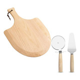 Shinestar Sturdy Wooden Pizza Peel With Pizza Cutter Wheel A