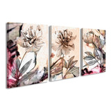 Quadros Decorativos 3 Pçs 30x40 Floral Colorido Flores Branco