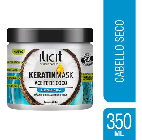 Máscara Capilar Ilicit Keratinmask Aceite De Coco 350 Ml