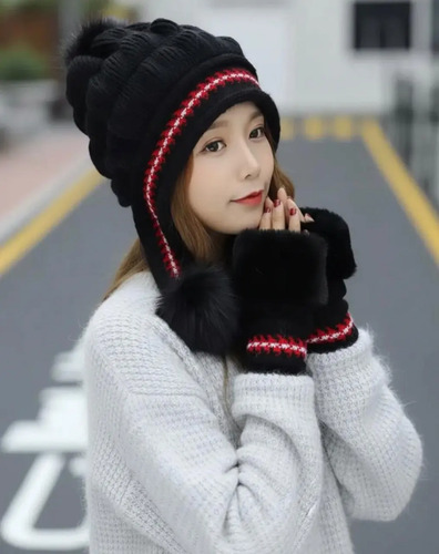 Gorro Bf Rio Térmico Guantes Unitalla Invierno Frio Tejido E