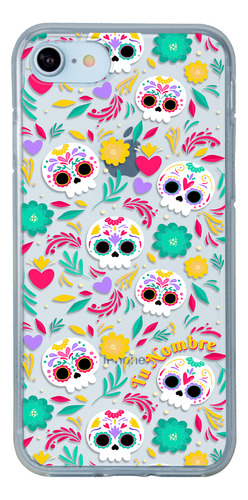 Funda Para iPhone Mujer Calaveras Flores Corazones Nombre