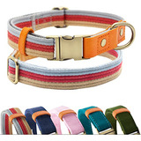 Collar Perro Ajustable Durable, Lona Y Nylon, Arcoíris Tono