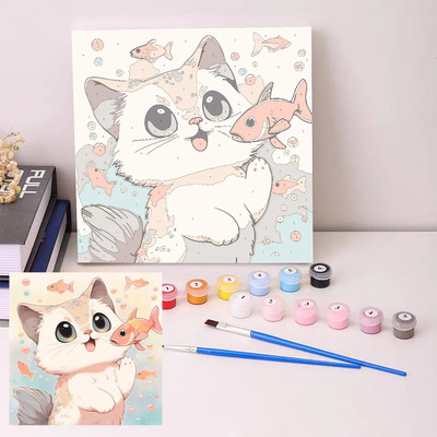 Kit De Pintura Por Números Sangni Niños Y Adultos 20x20cm Color Multicolor 5 Armazón Madera