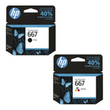 Kit Cartuchos Tinta Hp 667 Preto Colorido 2376 2774 6476