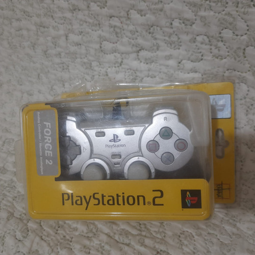 Controle Original Playstation 2 Force 2 Prata Na Caixa