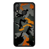 Funda Protector Para Huawei Camuflaje Militar Gris Naranj N