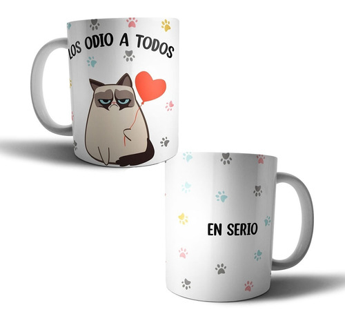 Taza De Cerámica - Los Odio A Todos Gato Amargado