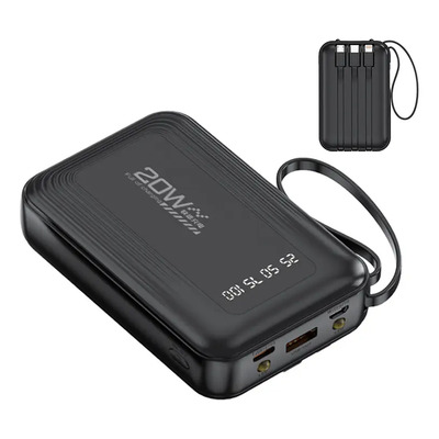 Jiditech Power Bank Batería Portátil 10000mah Pd 20w Carga Rápida Celular Cargador Con Linterna Led, 4 Cables Integrados Para iPhone Y Android Tipo-C USB 5 Dispositivos A La Vez Ideal Para Viajes | Envío gratis