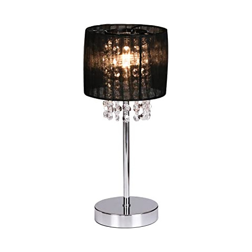 Kunjoulam Mini Lámpara De Mesa De Noche De Cristal Plateado,