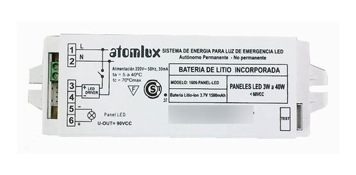 Sistema De Energia Para Luz De Emergencia Led Atomlux 1606