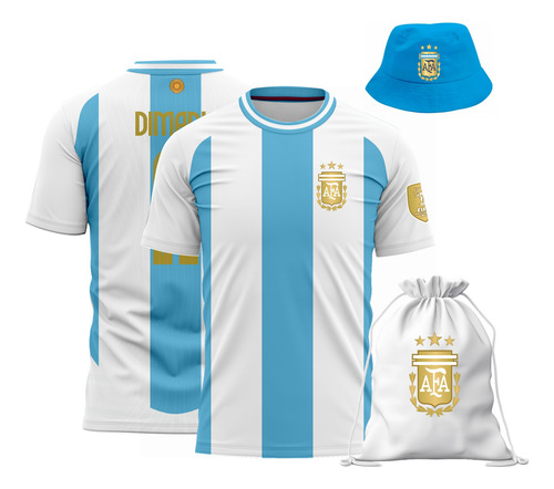 Combo Piluso Mochila Camiseta Argentina Homenaje A  Di Maria