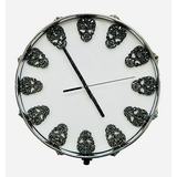 Reloj De Pared Con Tambor De Caja Con Calavera De Diamantes 
