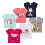 Kit 4 Blusinhas Infantil Feminina Blusa Menina Avulsa Verão