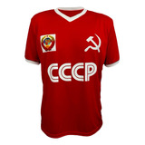  Camiseta Cccp Urss Roja Escote En V Retro
