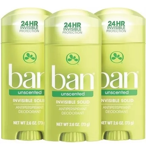 Ban Kit Desodorante Antitranspiran Sólido 73g Trio Unscented