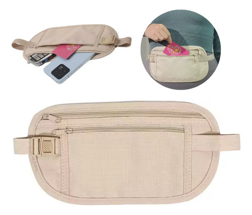 Cangurera Seguridad Deportiva Anti Robo Negra O Beige 1pz F