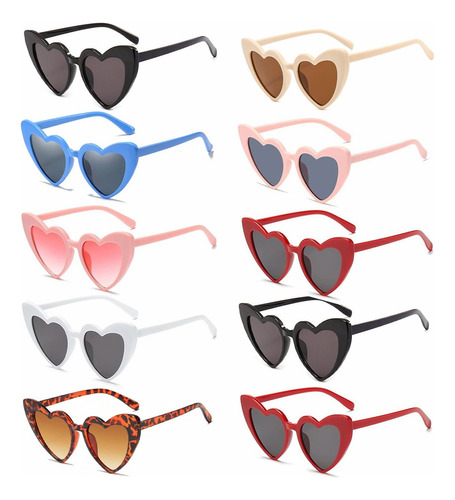10 Piezas Gafas De Sol Corazón Accesorios Moda Niñas Lentes