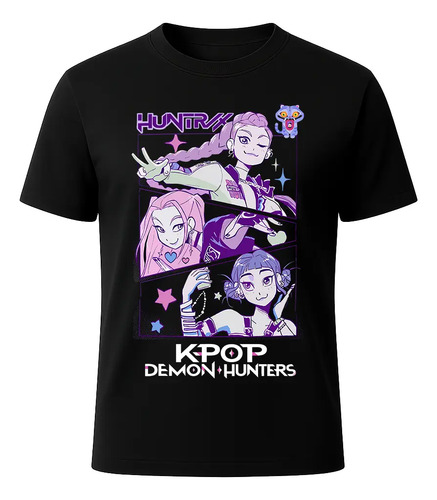 Playera Las Guerreras Del Kpop Niños Y Adulto Huntrix Negra