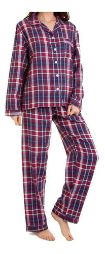 Pijama Feminino Flanela Xadrez Vermelho 100% Algodão