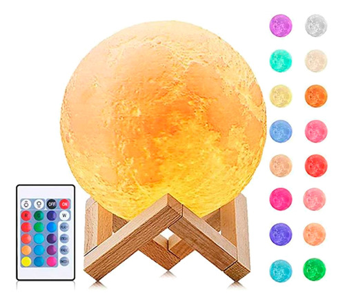 Lampara Luna Esfera 3d Colores Luz Velador Mesa Escritorio 