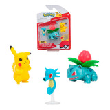Pokemon - Pack 3 Figuras - Horsea + Ivysaur + Pikachu