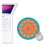 Mouse Pad Redondo Mandala Vinil Colorido Flor