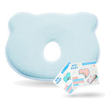 Almohada Cojin Foam Para Bebe Reposa Prevenir Cabeza Plana Color Azul