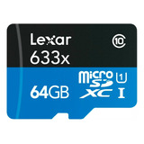 Memoria Micro Sd Lexar 64gb Blue Series 633x Clase 10 Uhs-i