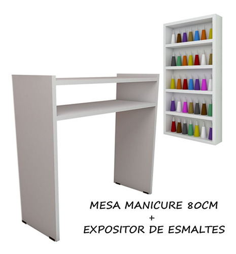 Kit Mesa Manicure 80cm C/prateleira+expositor 30x60x6 C/fund