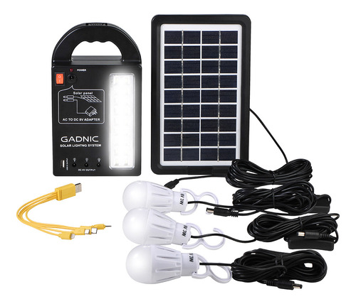 Luz De Emergencia Solar Gadnic Lm1k Panel Portátil Cargador