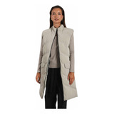 Maxi Chaleco. Puffer. Mujer. Negro / Blanco / Cemento. M Y L