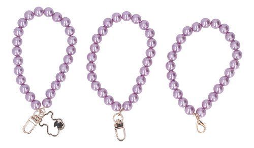 Tres Cadenas Telefónicas Con Forma De Perlas Violetas, 3 Uni