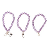Tres Cadenas Telefónicas Con Forma De Perlas Violetas, 3 Uni