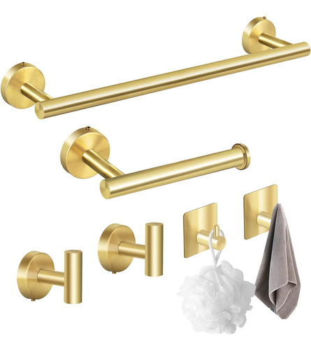 Juego De Accesorios De Baño De Oro Cepillado Augegel, 6 Piez