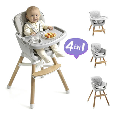 Silla Alta Para Bebé De Comer Periquera Ajustable 4 En 1 Gris oscuro | Meses sin interés