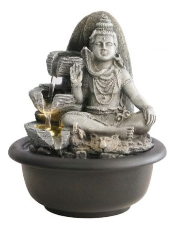 Fuente De Agua Chica Shiva Tres Vasijas + Luz Led 19cm Tm