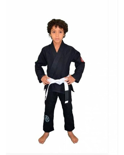 Kimono Juvenil Jiu Jitsu Trançadinho Preto  Keiko