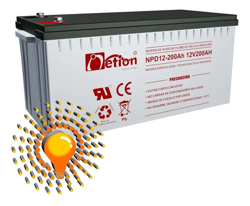 Bateria Vrla Agm 12v 200ah Ciclo Profundo Netion, Ups/solar