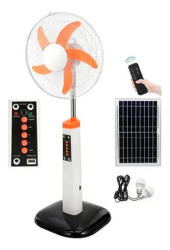 Ventilador Recarga Solar 12w Carga Celular Control 1.30 Mt.