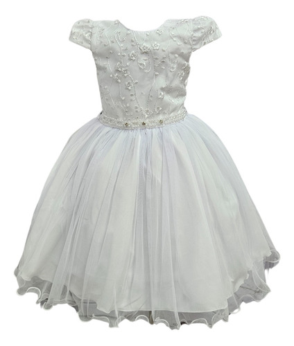 Vestido Infanto Juvenil Luxo Branco Primeira Eucaristia 4-16