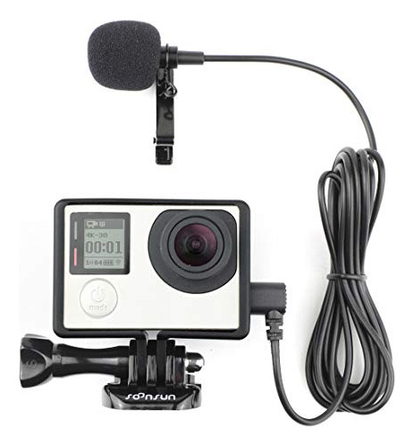 Carcasa Montura Con Micrófono Clip Externo Para Gopro Hero