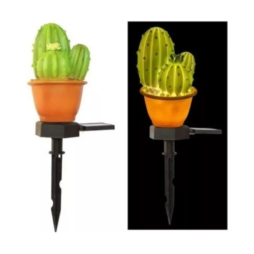 Estaca Solar De Jardín Modelo Cactus Luz Led - Calido