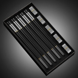 Palillos De Metal Reutilizables, 5 Pares De Palillos Chapado