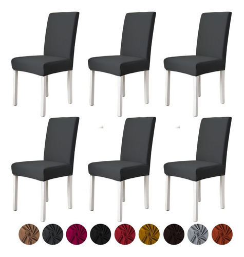 6 Fundas Elástica Cubre Silla Comedor Strech Ajustable Color Color Oxford