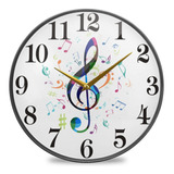 Wihve Reloj De Pared Decorativo Nota Musical Colorida Reloj