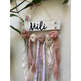 Cartelito De Madera Vintage Boho Con Nombre Personalizado